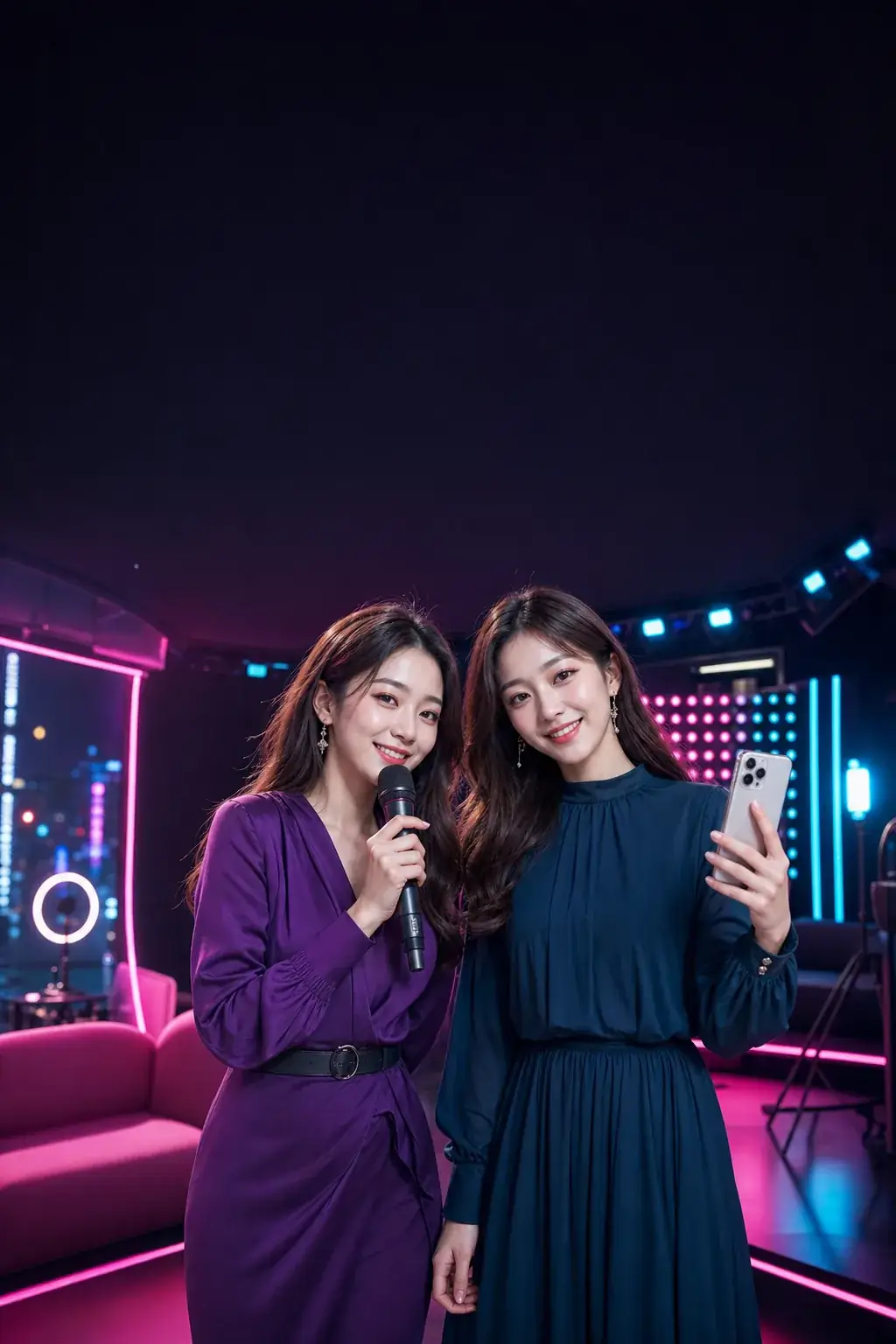 两位 TK LIVE 成年主播在直播间互动